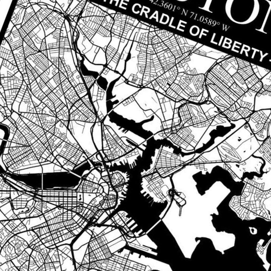 Boston City Map SVG | Laser Cut File for CNC & Woodworking (digital ...