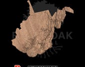 West Virginia Terrain STL File: 3D Topographic Map Model for CNC & Printing (Digital Download)