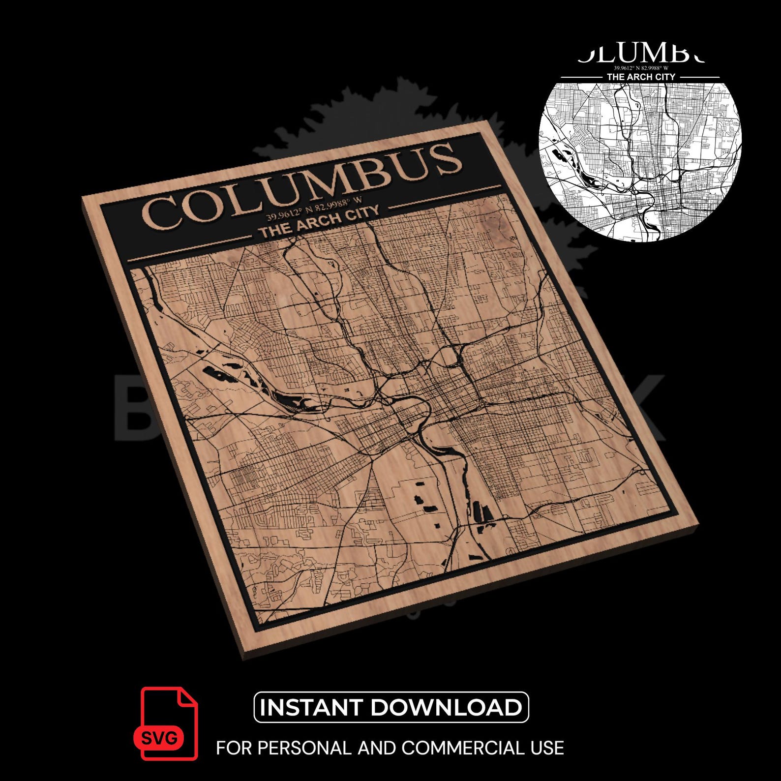 Colombus Svg Map Columbus City Map SVG | Laser Cut File for CNC & Woodworking (digital ...