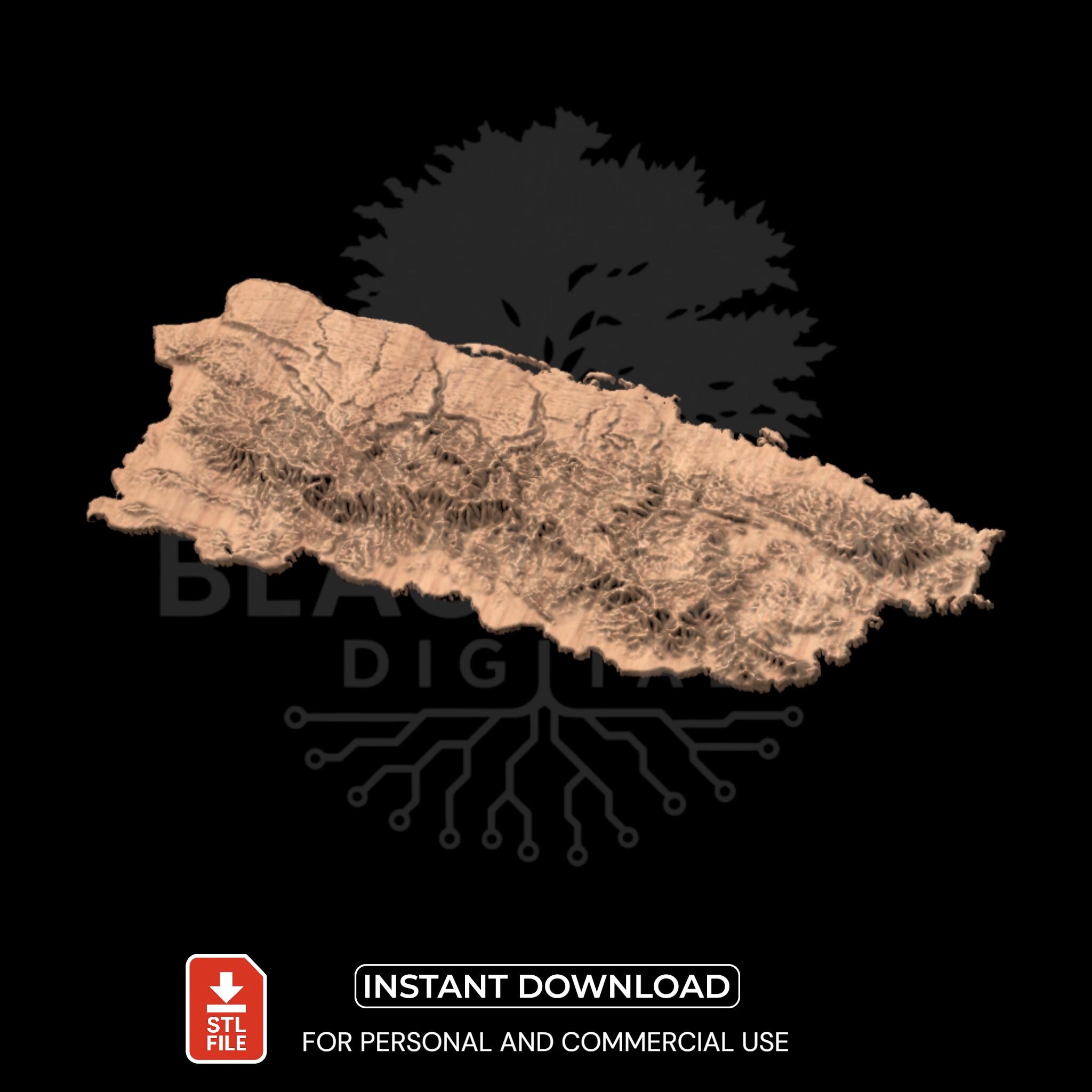 Puerto Rico Cnc Router File Puerto Rico 3D STL Model | Topographic Islands Map for CNC and 3D ...