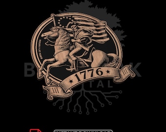 Archivo SVG con diseño patriótico de 1776: Arte de la Revolución Americana cortado con láser CNC (descarga digital)