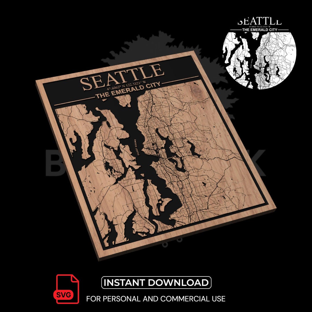Seattle City Map SVG | Laser Cut File for CNC & Woodworking (digital ...