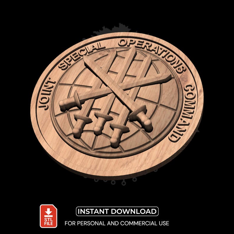 JSOC Military Patch STL | 3D Model for CNC Carving and Woodworking ...