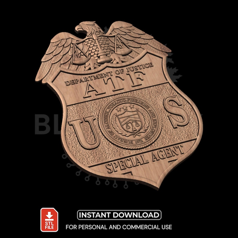 ATF Badge STL | Alcohol Tobacco Firearms 3D Model for CNC and 3D ...