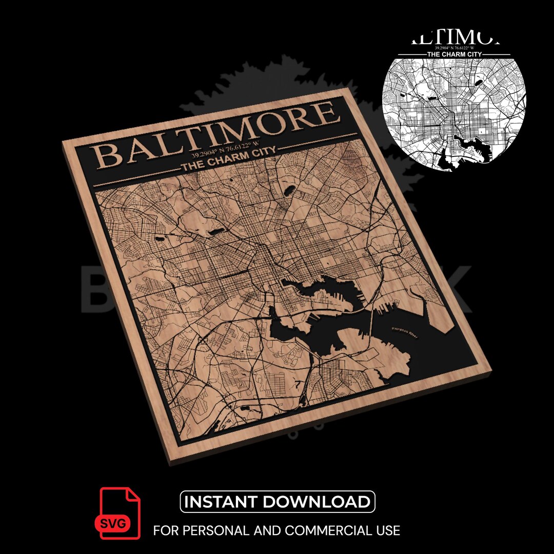 Baltimore City Map SVG | Laser Cut File for CNC & Woodworking (digital ...