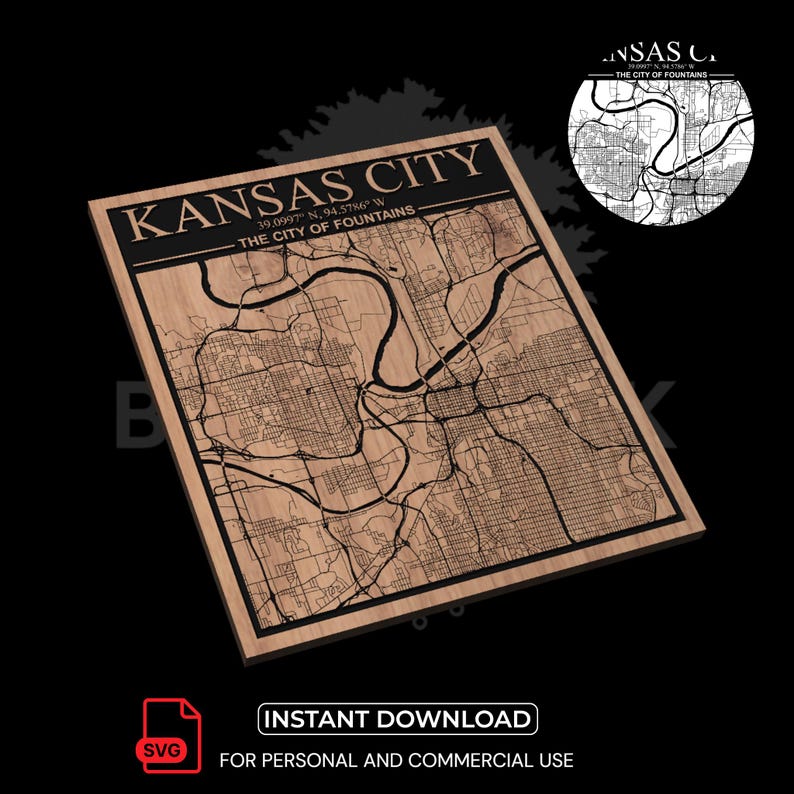 Kc Cnc File Buy Kansas City Map SVG | Laser Cut File for CNC & Woodworking (digital ...