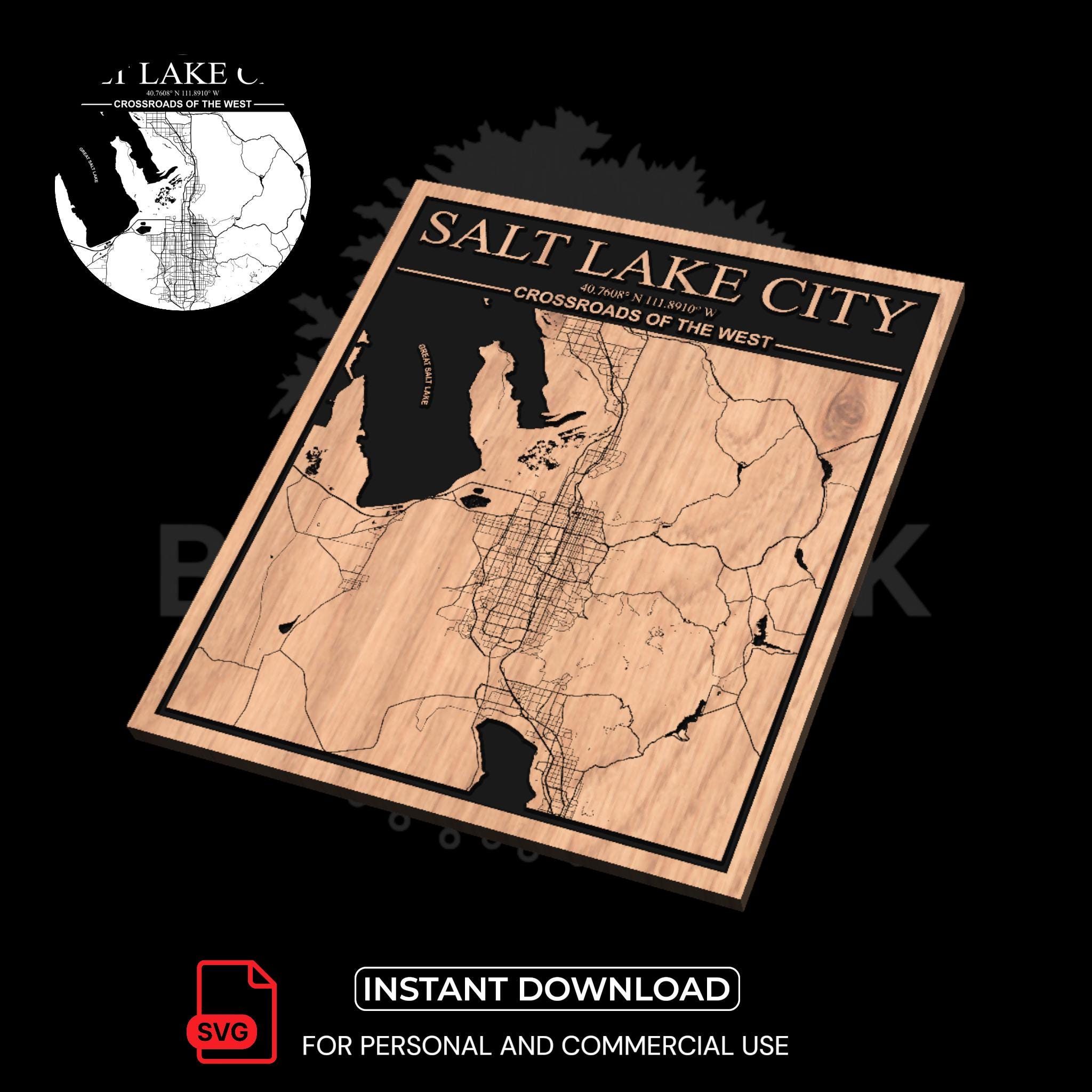 Salt Lake City Map SVG | Laser Cut File for CNC & Woodworking (digital ...