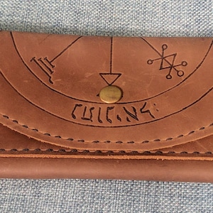 Seal of Jupiter Solomonic Talisman Leather Checkbook Wallet / Clutch / Wristlet / Passport Case image 1