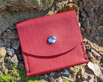 Coin purse- handmade leather pocket- ID cash card holder - business card