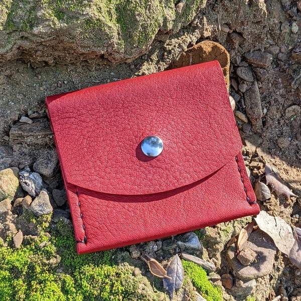 Coin purse- handmade leather pocket- ID cash card holder - business card