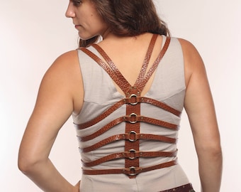 Heart Wide Open Leather Ribcage Harness