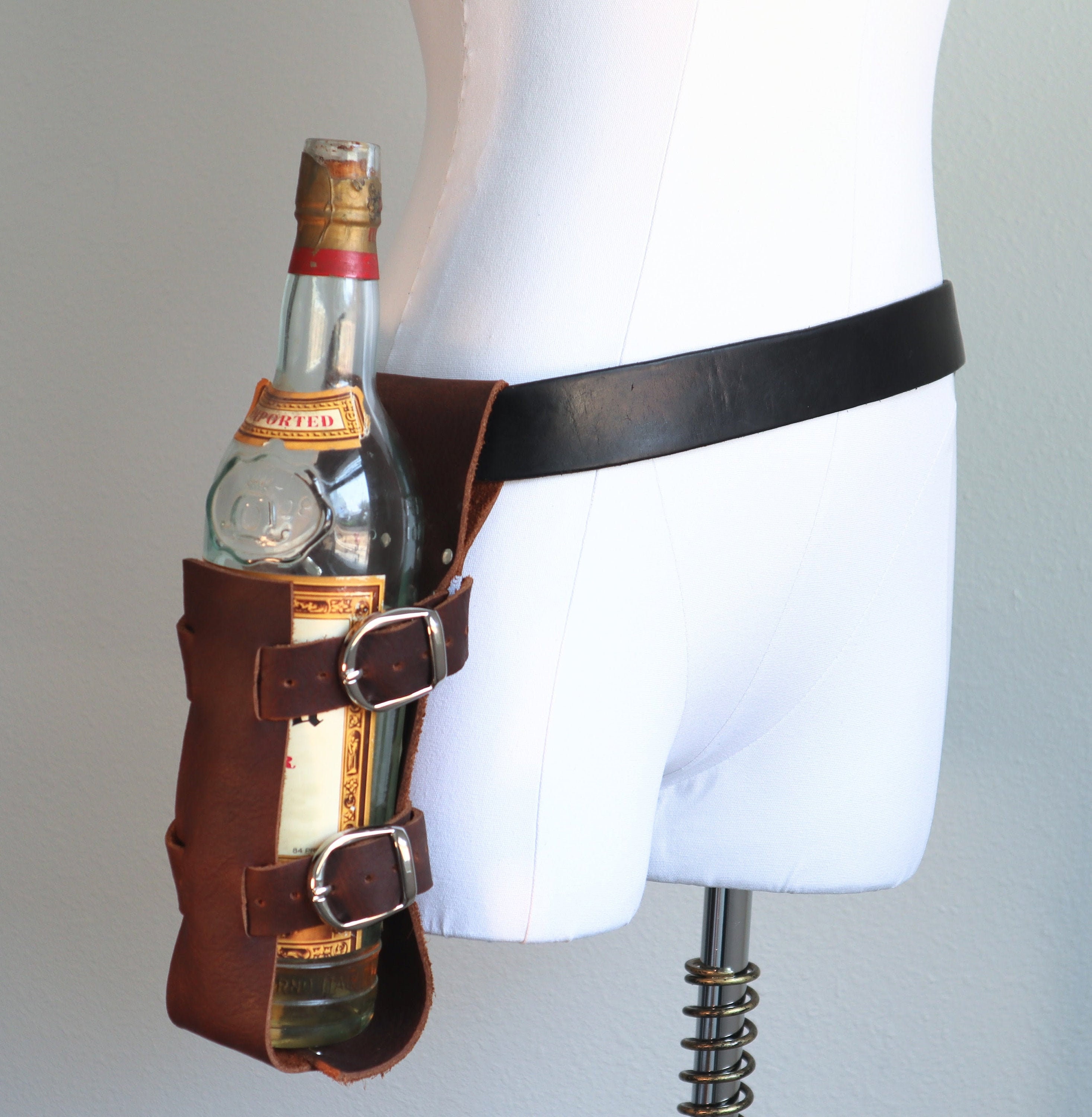 Leder Bier holster, klassische Bier Holster Bierhalter, Cowboy Bier Holster  Flasche Holster Taillengürtel für Mann