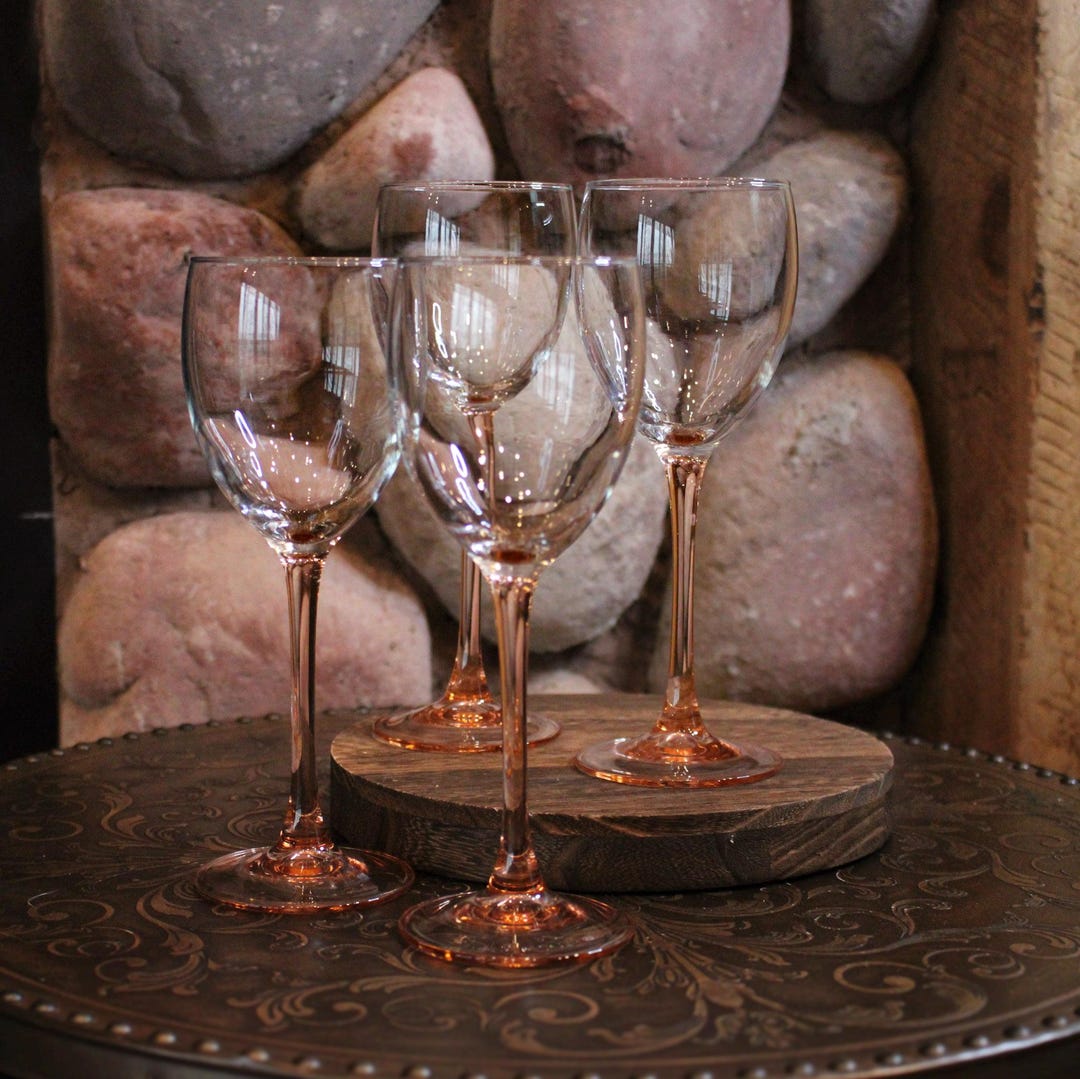 Set of 4 Luminarc Blush Pink Wine Glasses | French Pink Stemware ...