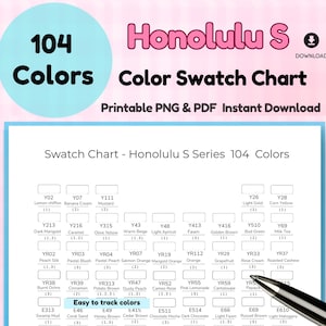 Printable Marker Swatch Chart | Ohuhu color Swatch | Honolulu S Series | Instant Download A4 PDF