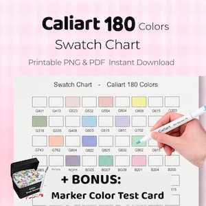 Caliart 180 Set Alcohol Marker Swatch Chart, Instant Download-Printable ,PNG / PDF