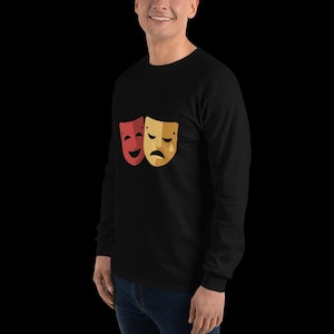 Camisa de manga larga con máscaras de teatro - Regalo para actor - Camiseta de drama