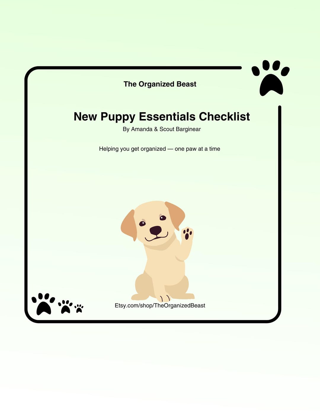 Puppy Planner: New Puppy Essentials Checklist (printable PDF) - Etsy