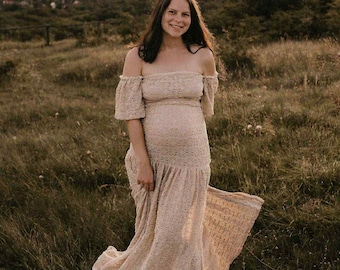 Boho 2 piece set for Women, Summer style Bohemian Lace Pregnancy dress for baby shower,  Rustic Maternity Photo Props Dress, Plus size dress