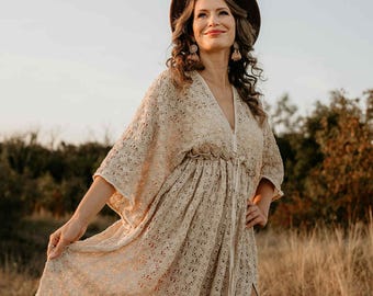Maternity Dress For Photo Shoot, Boho Wedding Dress, Lace Maternity Dress For Baby Shower, Pregnancy Dress, Elopement Dress ~ Sunrise
