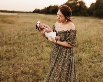 Cottage Maternity dress for pregnancy photoshoot, Bohemian Floral Dress for Baby Shower,Rustic Maternity Dress, Boho Plus Size Dress