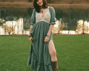 Boho Wedding Maternity dress for photoshoot, Bohemian Pregnancy Bridal dress for baby shower, Rustic Maternity Dress