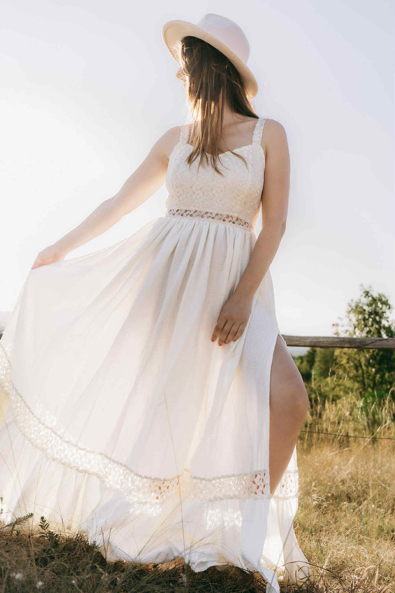 Wedding Boho Maternity Gown, Open Back Maternity Dress, Cream Lace Dress for Photoshoot, Plus size Wedding Dress