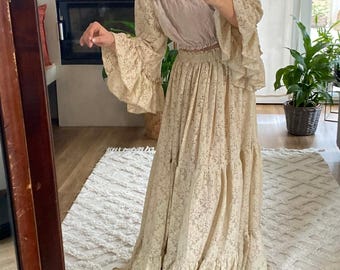 Boho 2 piecet for Women, Bohemian Lace Pregnancy dress for baby shower,  Rustic Maternity Photo Props Dress, Plus size dress