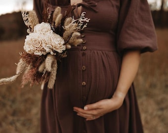 Vestido de maternidad bohemio de estilo veraniego para sesión de fotos, vestido de embarazo bohemio para baby shower rústico, vestido Bridgerton