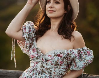 Maternity Wedding Dress, Floral Maternity Gown for Photo Session, Baby Shower Dress, Cottagecore vintage dress for Client Closet