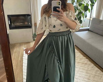 Women's Boho Maternity 2 Piece Dress set, Maxi ruffle Baby Shower Dress for Pregnancy Photos, Floral Bohemian Dress