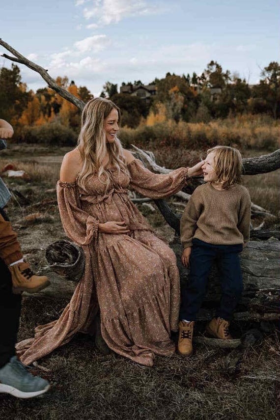 Boho Maternity Dress for Photo Shoot, Summer Photography Gown, Pregnancy Dress, Renaissance Maternity Photoshoot, Floral Dress