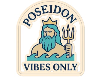 Poseidon Sticker: Greek Mythology Sea God Trident Vinyl Decal