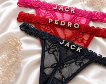 Personalized Name Thong, Custom Thong, Thong with Name, Personalized Gift for Her, Custom Lingerie, Bachelorette Party Gift, Gift for Women
