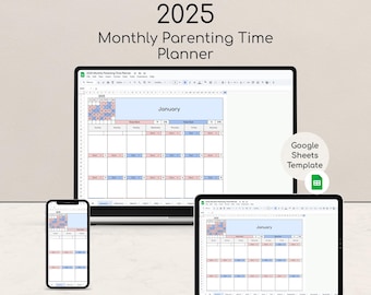 2025 Elternzeitplaner - Google Sheets Kalender, gemeinsamer Sorgezeitplan & Time Split Tracker