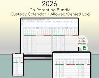 2026 Co-Parenting Custody Tracker – Custody Calendar + Allowed/Denied Log, Google Sheets Template, Co-Parent Accountability Planner