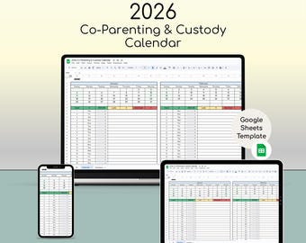 Co-Parenting Attendance Tracker 2026 – Google Sheets Template, Digital Custody Log, Child Activity Planner, Shared Parenting Calendar