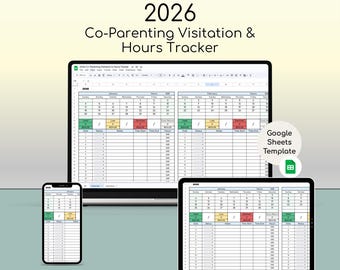 Co-Parenting & Custody Calendar 2026 – Google Sheets Parenting Schedule Template, Visitation Planner, Shared Custody Log