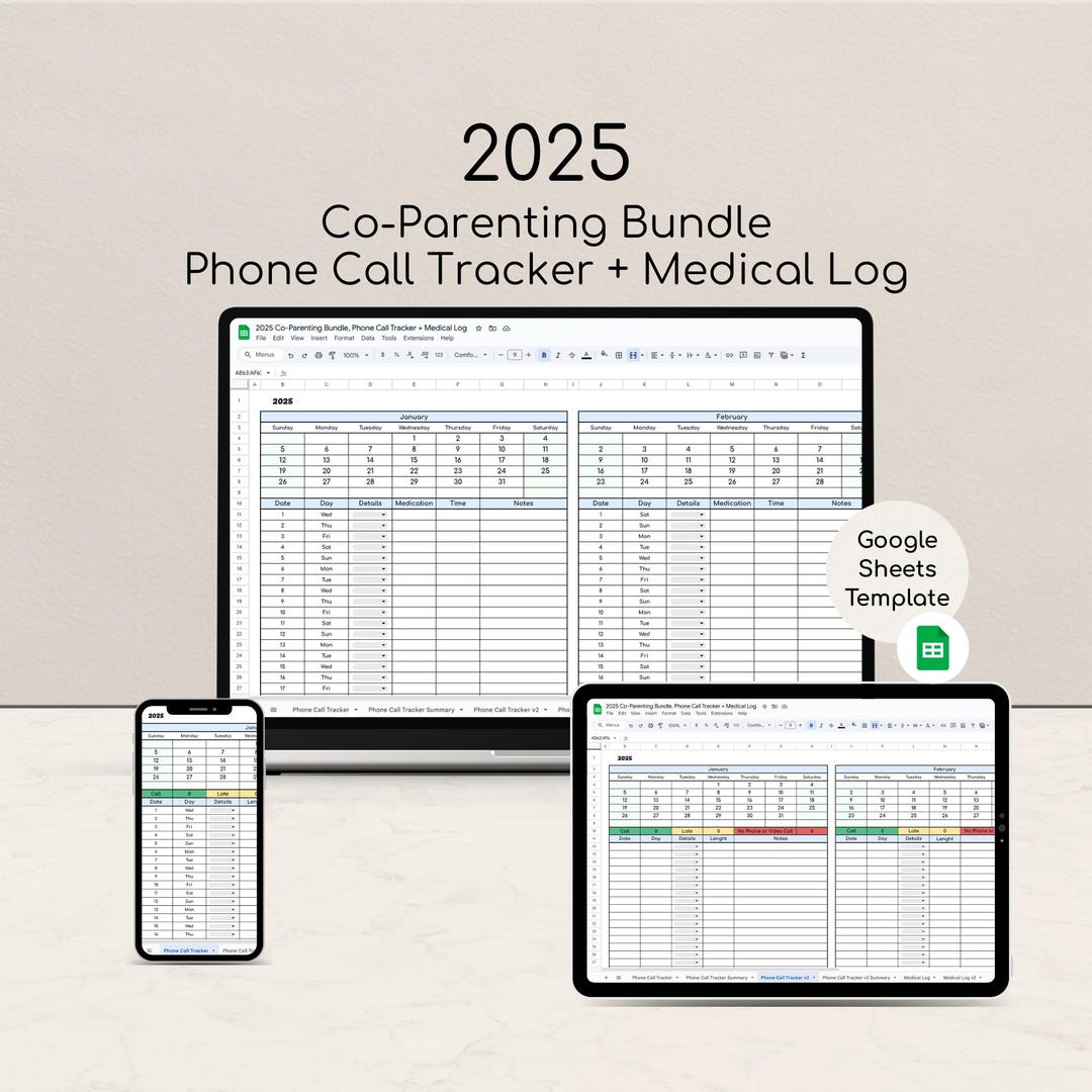 2025 Co-parenting Phone Call Tracker + Medical Log – Custody ...