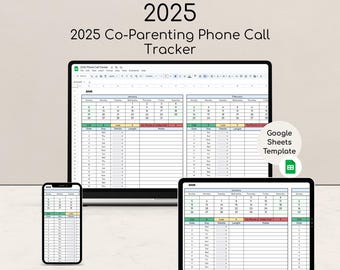 Co-Parenting Phone Call Tracker 2025 – Google Sheets Custody Communication Log, Child Call Record Template