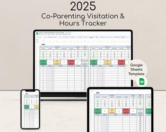 Co-Parenting & Custody Calendar 2025 – Google Sheets Parenting Schedule Template, Visitation Planner, Shared Custody Log