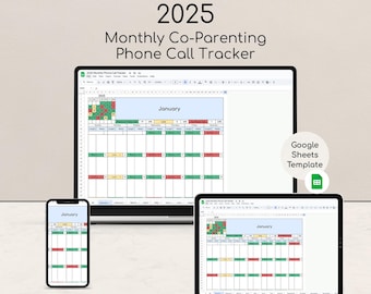 Monthly Co-Parenting Child Phone Call Tracker 2025, Google Sheets Parenting Schedule Template, Visitation Planner, Shared Custody Log