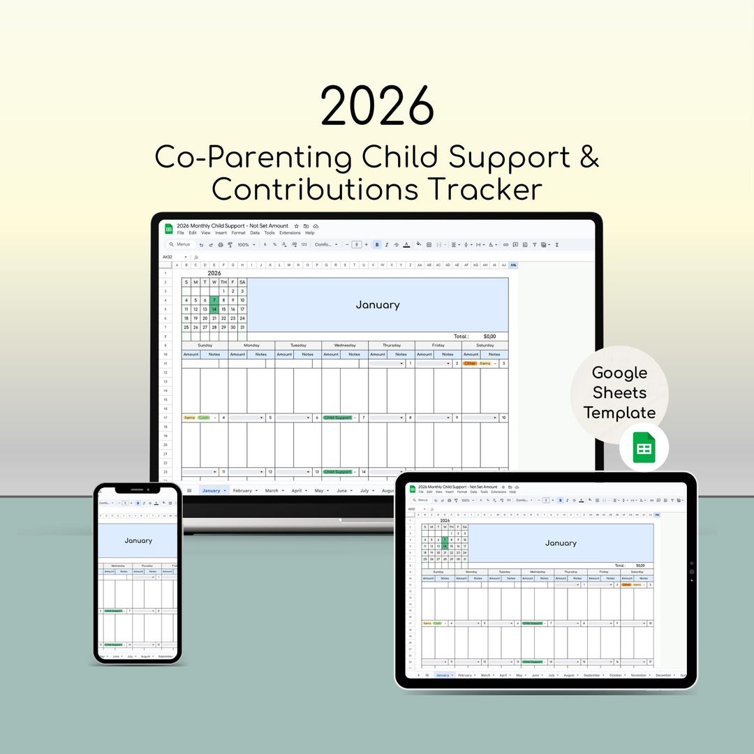 2026 Child Support & Contributions Tracker – Google Sheets Co-parenting ...