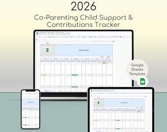 2026 Child Support & Contributions Tracker – Google Sheets Co-Parenting Payment Log, Expense Tracker for Separated Parents