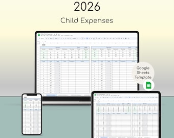 2026 Child Expense Tracker – 50/50 Split & Custom Split Co-Parenting Google Sheets Template for Shared Child Costs