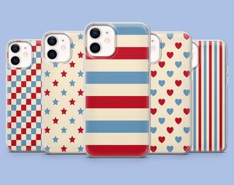 Funda para teléfono roja y azul, diseño minimalista sencillo para iPhone 17 Pro, 16, 15, 14, 13, 12, Samsung S26, S25, S24, S23 Fe, A16, A56, Pixel 10, 9 Pro.
