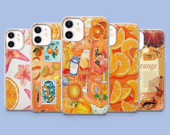 Orange Phone Case Orange Fruit Collage for iPhone 17Pro,16,15,14,13,12,Samsung S25,S24, S23Fe,S22,A16,A26,A56,Pixel 10,9Pro