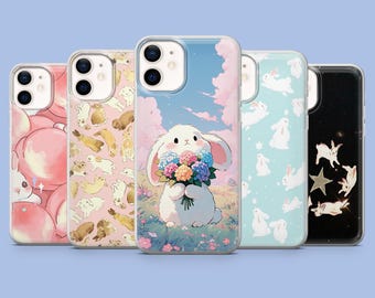 Cute Bunny Phone Case Rabbit Collage Aesthetic Cover for iPhone 16 Pro, 15, 14, 13, 12, Samsung S25, S24FE, S23, S22, A16, A55, A25, Pixel 9