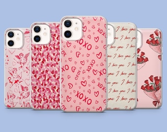 Funda para teléfono Love Phone Case Angel XOXO Heart Cover para iPhone 17Pro, 16, 15, 14, 13, 12, Samsung S26, S25, S24, S23Fe, A16, A56, Pixel 10, 9Pro