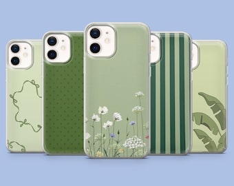 Funda minimalista verde menta para iPhone 17Pro, 16, 15, 14, 13, 12, Samsung S26, S25, S24, S23Fe, A16, A56, Pixel 10, 9Pro