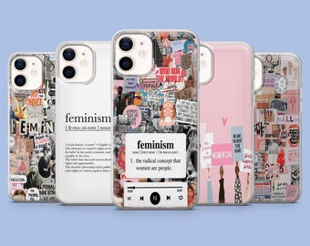 Funda feminista con el lema "Igualdad y Poder Femenino" para iPhone 17Pro, 16, 15, 14, 13, 12, Samsung S26, S25, S24, S23Fe, A16, A56, Pixel 10, 9Pro